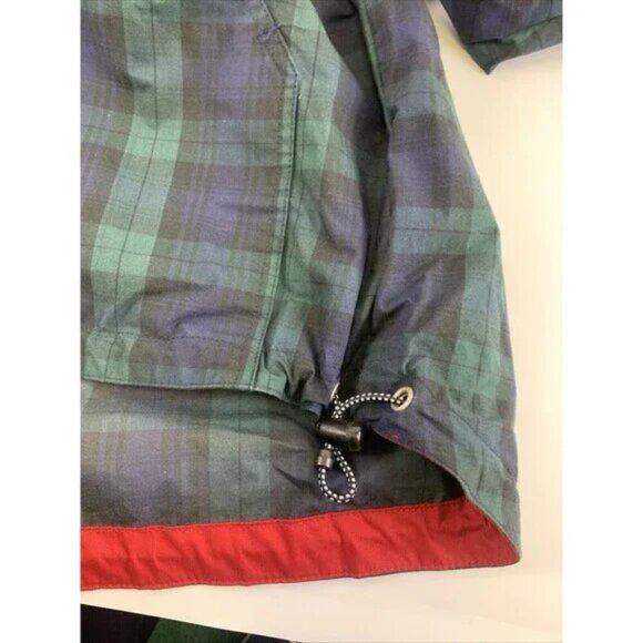 Chaps Ralph Lauren  Plaid Pullover Jacket Hood Green Quarter Zip Pocket Men's M - Picture 10 of 13